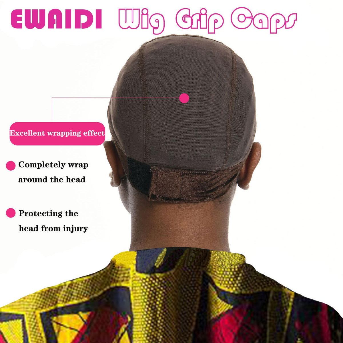 EWAIDI ear-area optimized wig cap for comfortable all-day wear.