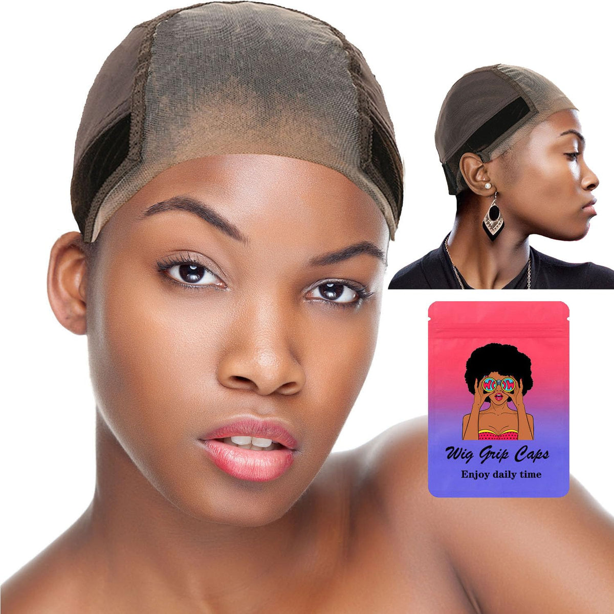 EWAIDI lace wig grip cap brown large keeps wigs secure during workouts.