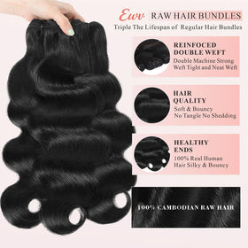 EWV 22-inch body-wave bundles with closure for fullness and length