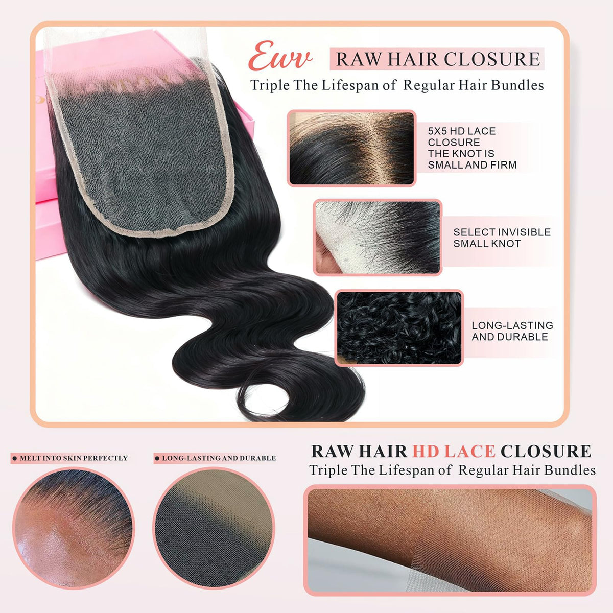 EWV 26-inch body-wave bundles with closure for dramatic waves