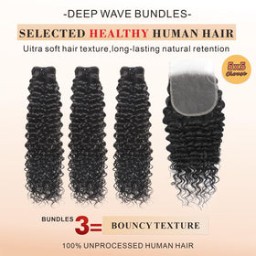 EWV deep wave bundles with closure 24 inch for dramatic length and volume
