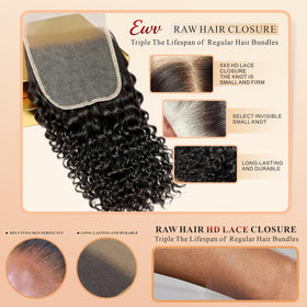 EWV 5x5 HD lace closure blends with skin for comfortable wear