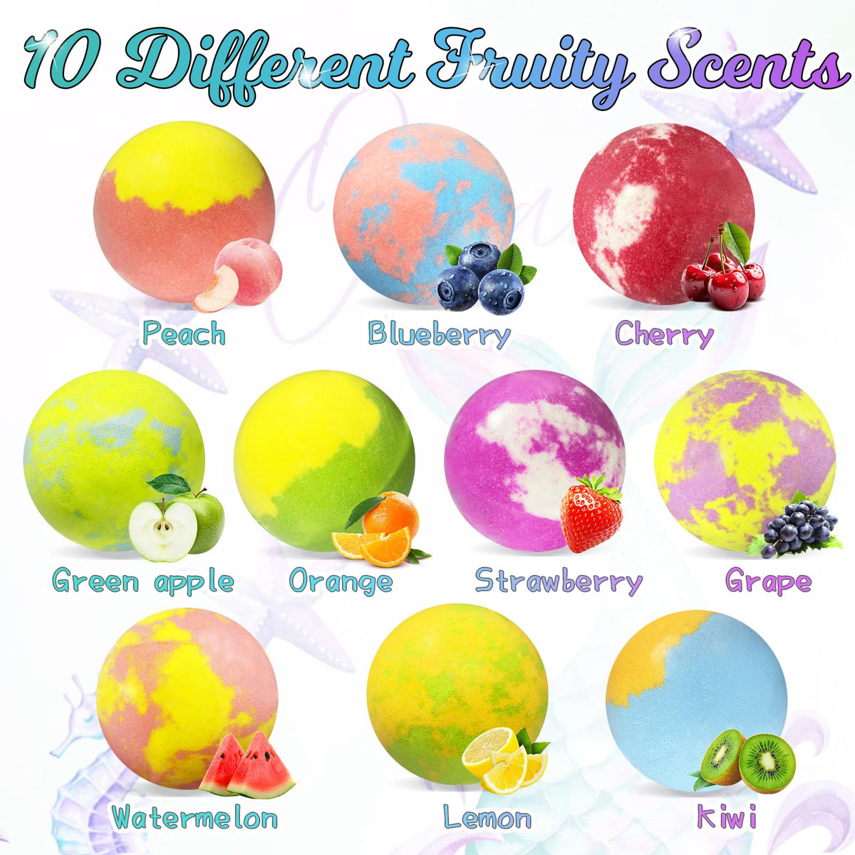 Excalla bath bombs include two hair clips and sequined accessories