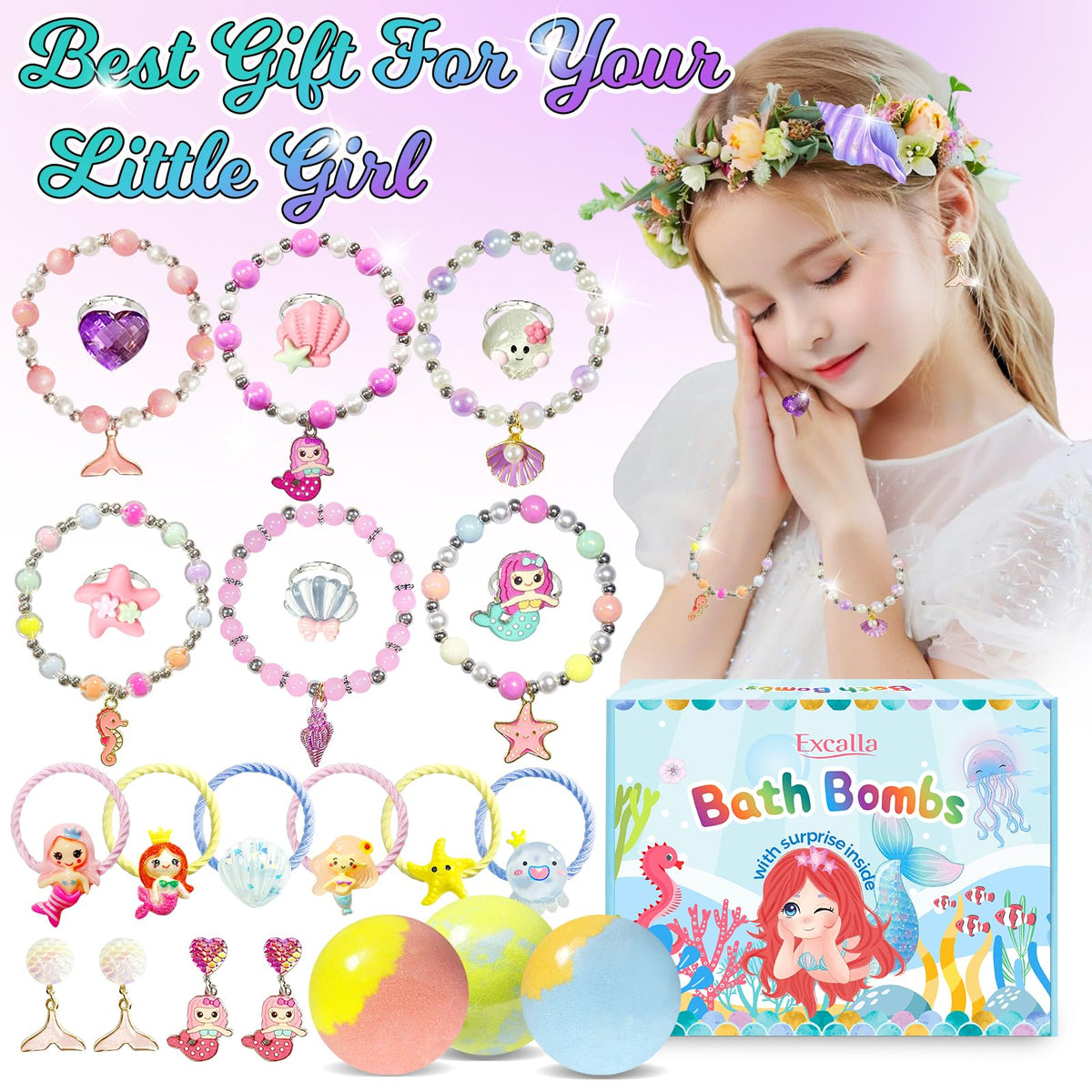 Excalla bath bombs fizz and color bath time bubbles