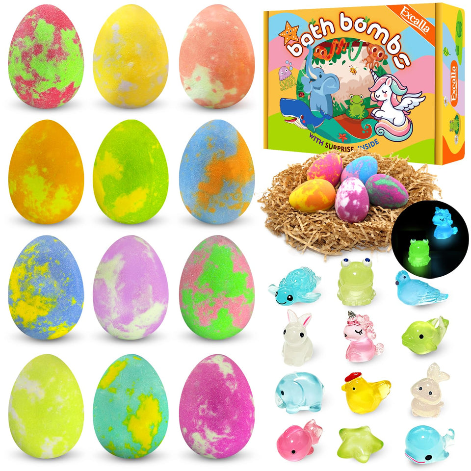 Excalla Easter Bath Bombs 12-pack delivers vibrant fizz for kid-friendly baths.