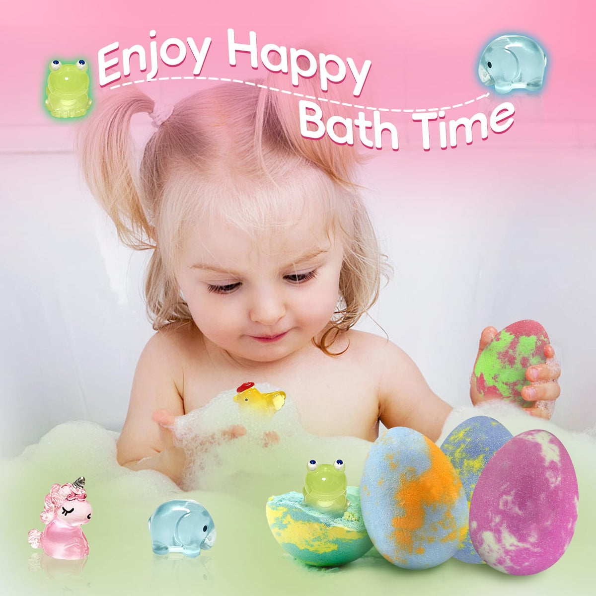 Excalla Easter Bath Bombs water-fizz colors swirl for a magical bath.