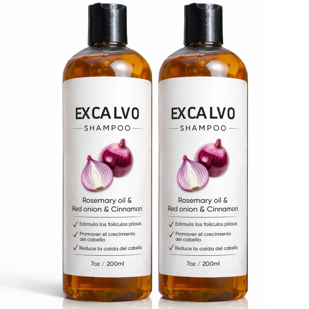 EXCALVO Shampoo bottle front showing natural formula for healthier hair