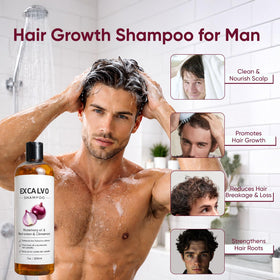 EXCALVO Shampoo result suggesting thicker, fuller hair over time