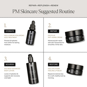 EXO LIPS Hydra Healing Lip Balm on lips with a glossy finish.