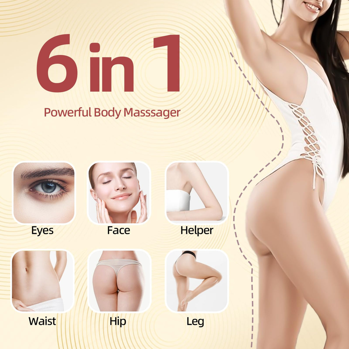 Expbom cellulite massage heads targeting areas for smoother-looking texture at home.
