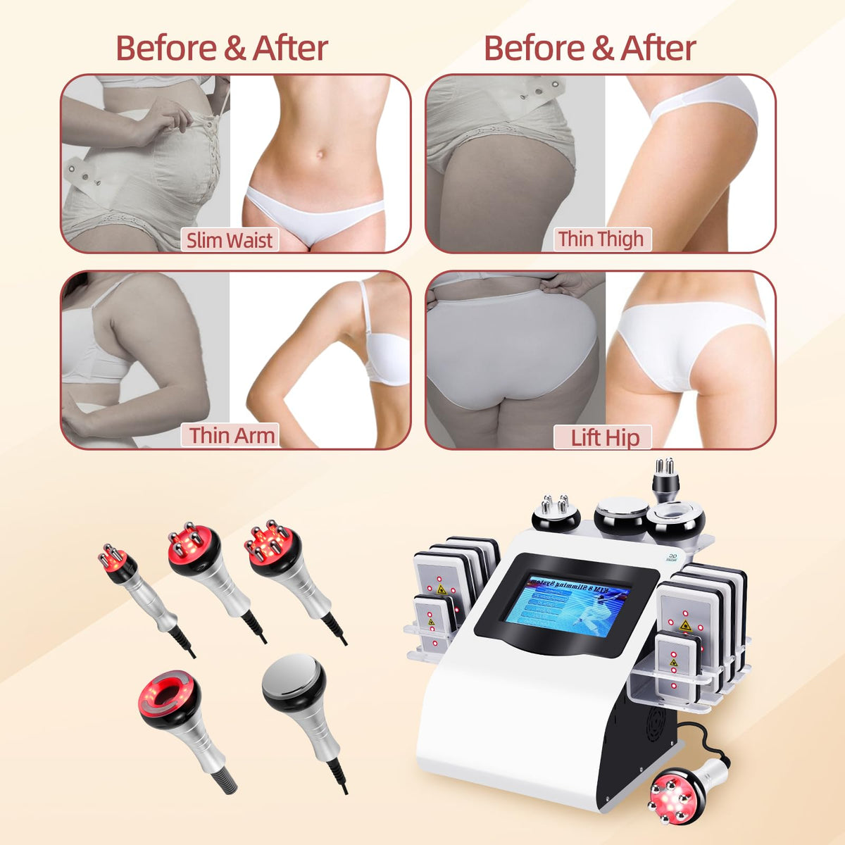Expbom Body Machine compact design with multiple handles in white for versatile use.