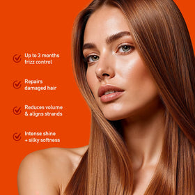 Expert Hair Keratin Smooth Botox hair gloss on styled strands for shine.