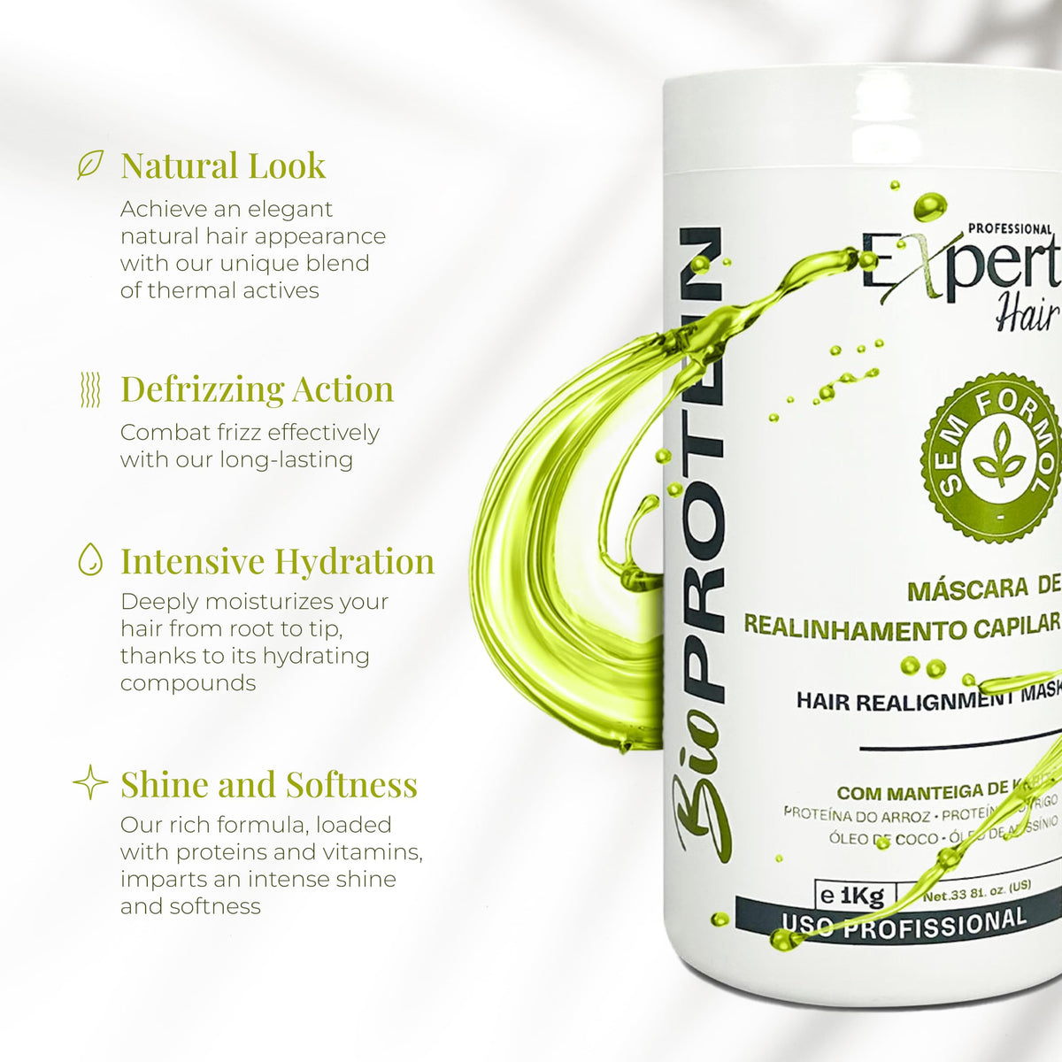 Organic keratin blend with Shea Butter and Coconut Oil from Expert Hair nourishes and softens hair.