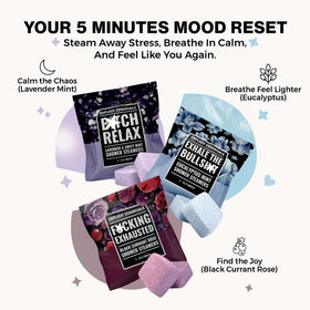 Explicit Essentials Exhausted steamers in black currant rose deliver a soothing aroma.