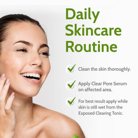 Exposed Skin Care Clear Pore Serum applied on skin demonstrates smooth application.