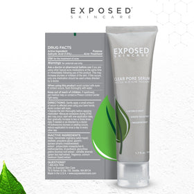 Exposed Skin Care Clear Pore Serum salicylic acid closeup for pore care.