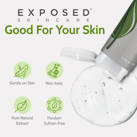 Exposed Skin Care Clear Pore Serum swirled on finger showing texture and consistency.