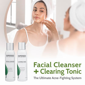 Exposed Skin Care close-up product label highlights safe, non-toxic ingredients.