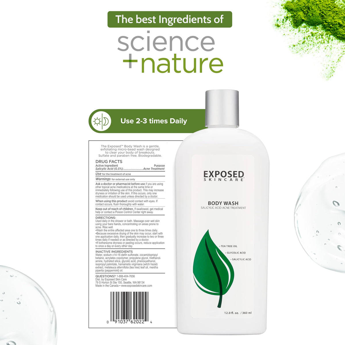 Exposed Skin Care glycolic acid closeup demonstrating gentle exfoliation for smoother texture