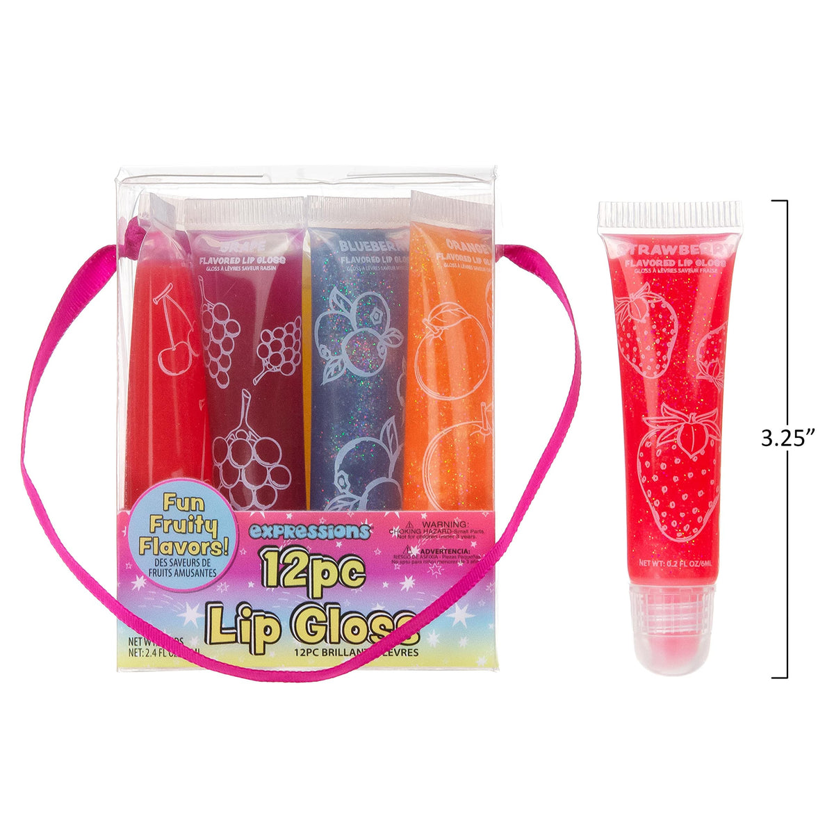 EXPRESSIONS raspberry flavor lip gloss set for colorful, easy party favors