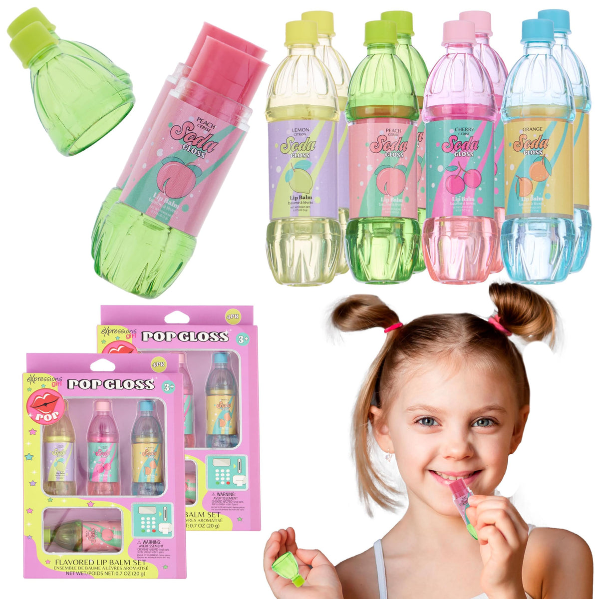 EXPRESSIONS 8pc Pop Gloss lemon flavor for fruity, moisturizing lip care