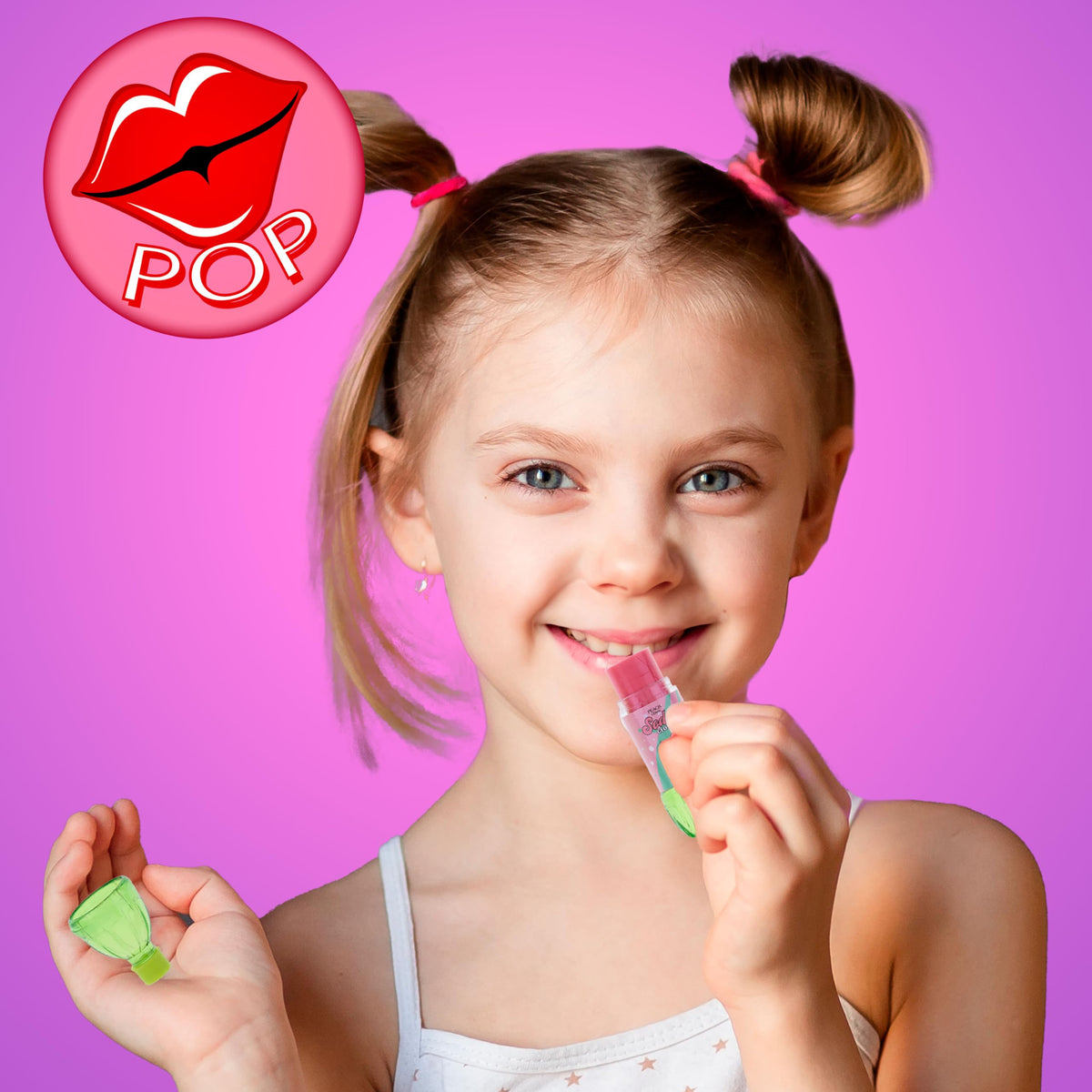 EXPRESSIONS 8pc Pop Gloss peach flavor with retractable bottle cap for easy application