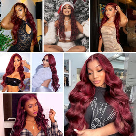 Exquelin burgundy wig ideal for parties, travel, or weddings.