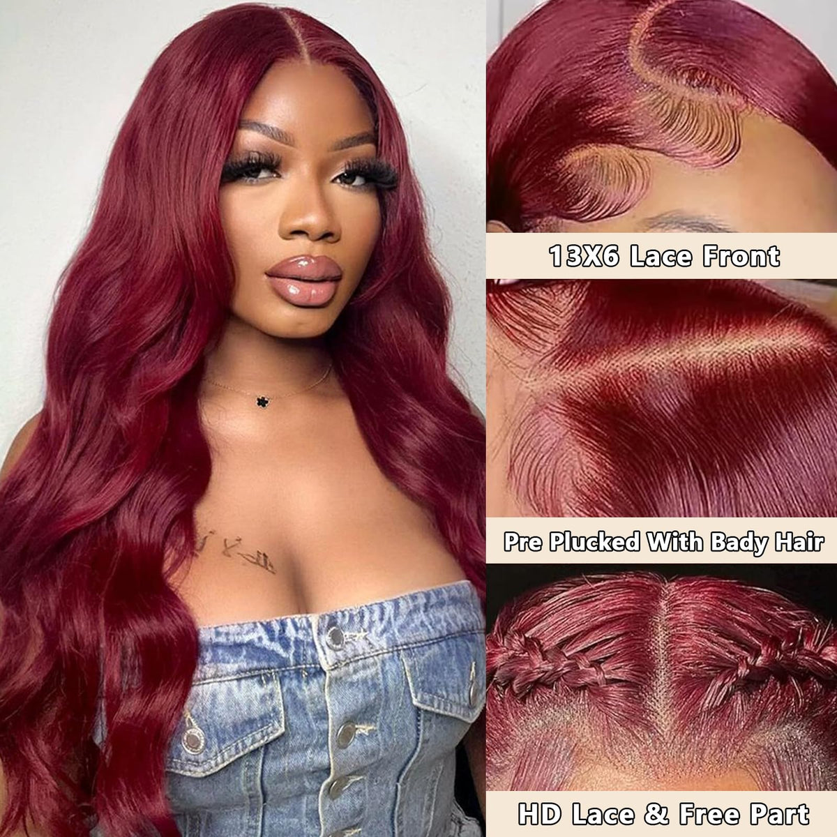 Exquelin body wave wig with 200% density for full natural movement.