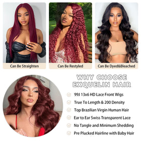 Exquelin glueless lace-front wig with adjustable straps for secure daily wear.