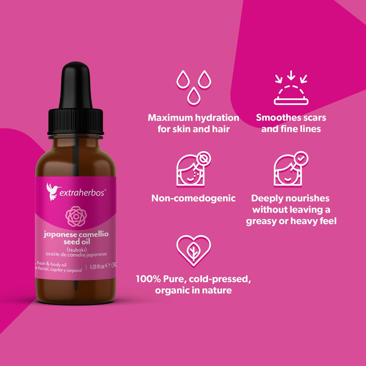 Extraherbos Camellia Oil pre-shampoo treatment application.