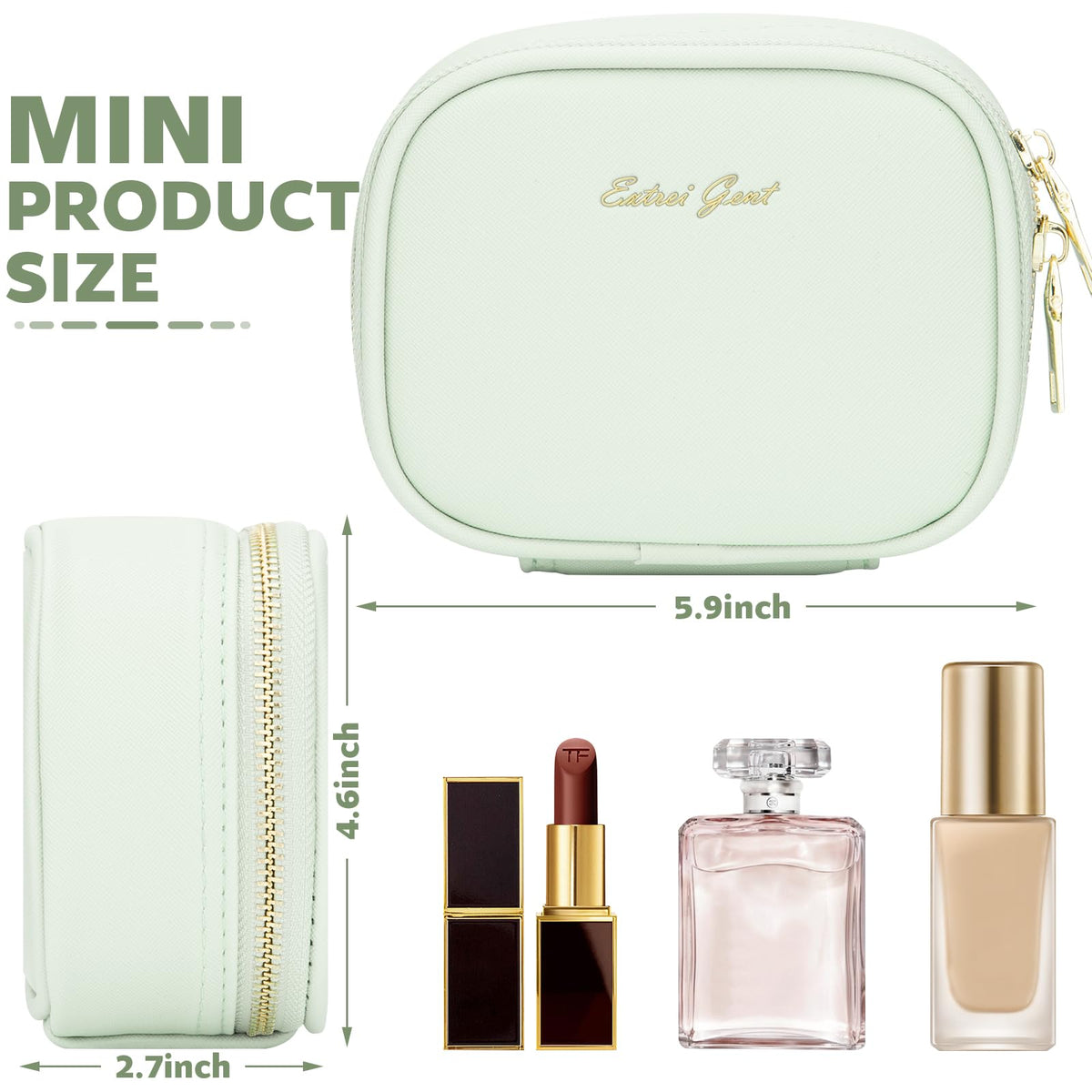 Extrei Gent mini makeup bag with LED mirror, open for quick touch-ups.