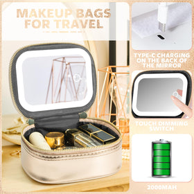 Waterproof PU leather exterior of Extrei Gent makeup bag resists spills while traveling