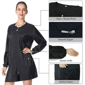 Exttlliy black smock side view, comfortable all-day wear for stylists.