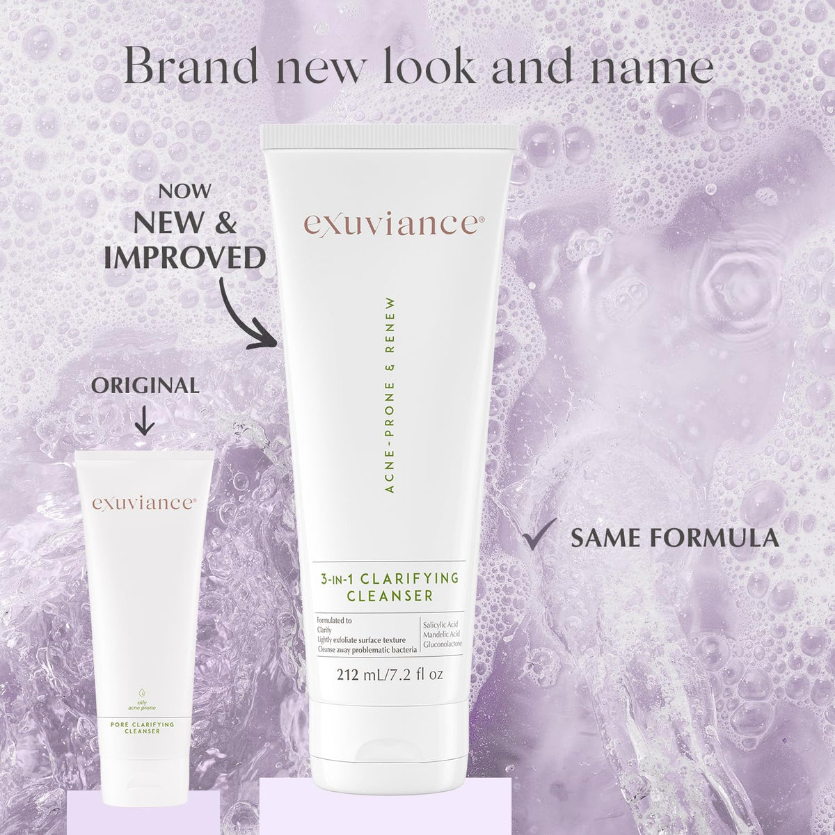 EXUVIANCE 3-in-1 Clarifying Cleanser foaming action improving texture for clear pores