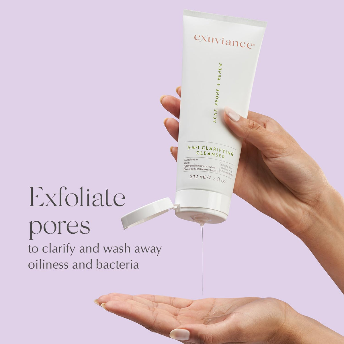 EXUVIANCE 3-in-1 Cleanser oil-control action helps acne-prone skin stay balanced