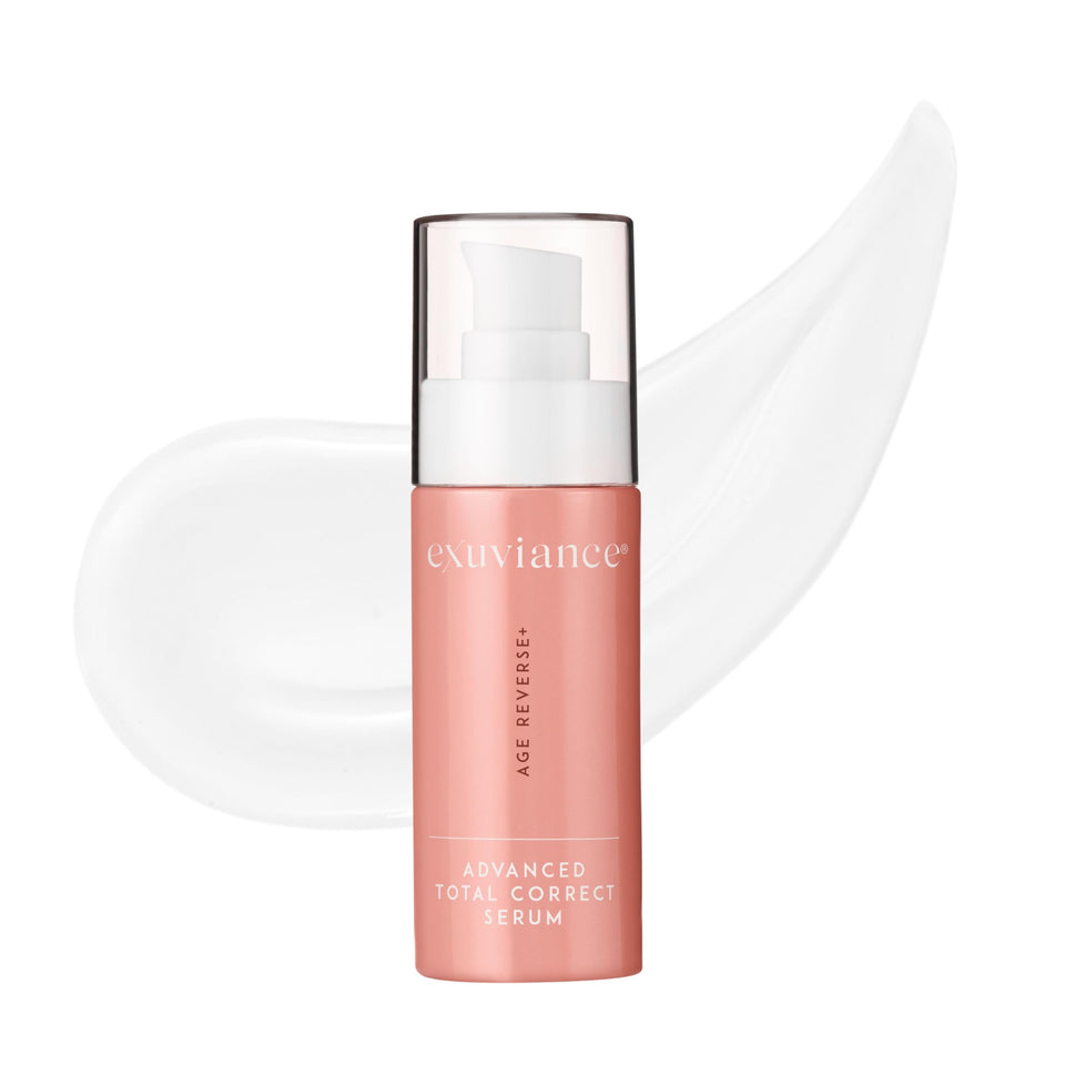 EXUVIANCE Age Reverse bottle close-up showing a hydrating formula for radiant skin