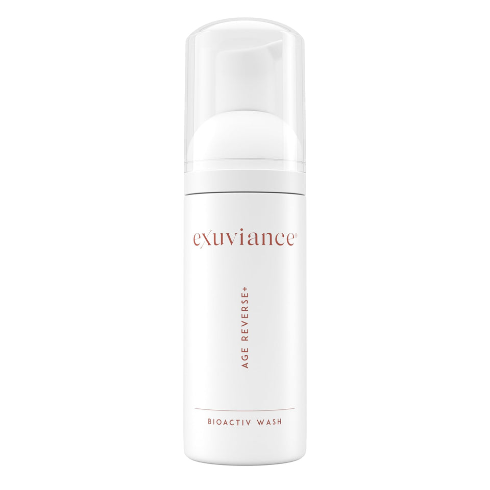 EXUVIANCE Age Reverse foaming cleanser gently exfoliates while removing makeup.