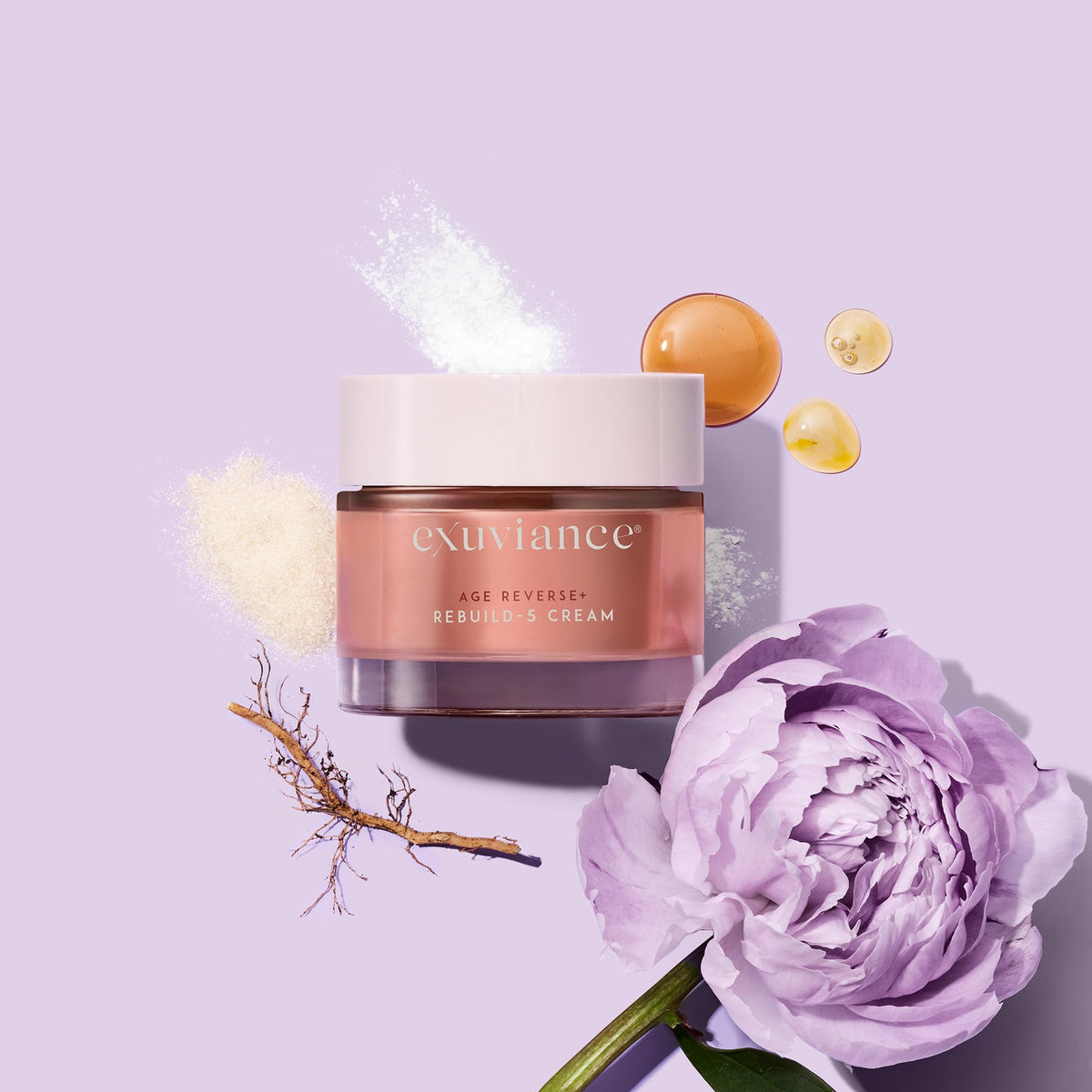 EXUVIANCE Age Reverse + Rebuild-5 cream on vanity for daily routine