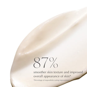 Exuviance Glycolic Expert cream texture closeup highlights smooth application.