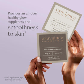 EXUVIANCE Performance Peel AP25 packaging front highlights 2-week supply for an easy home routine