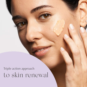 Glycolic acid and papaya enzyme ingredients in EXUVIANCE polish graphic.