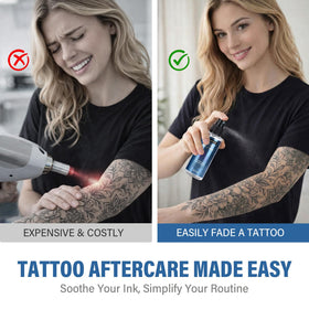EXVITAMIN Tattoo Remover Spray nozzle closeup highlighting gentle application.