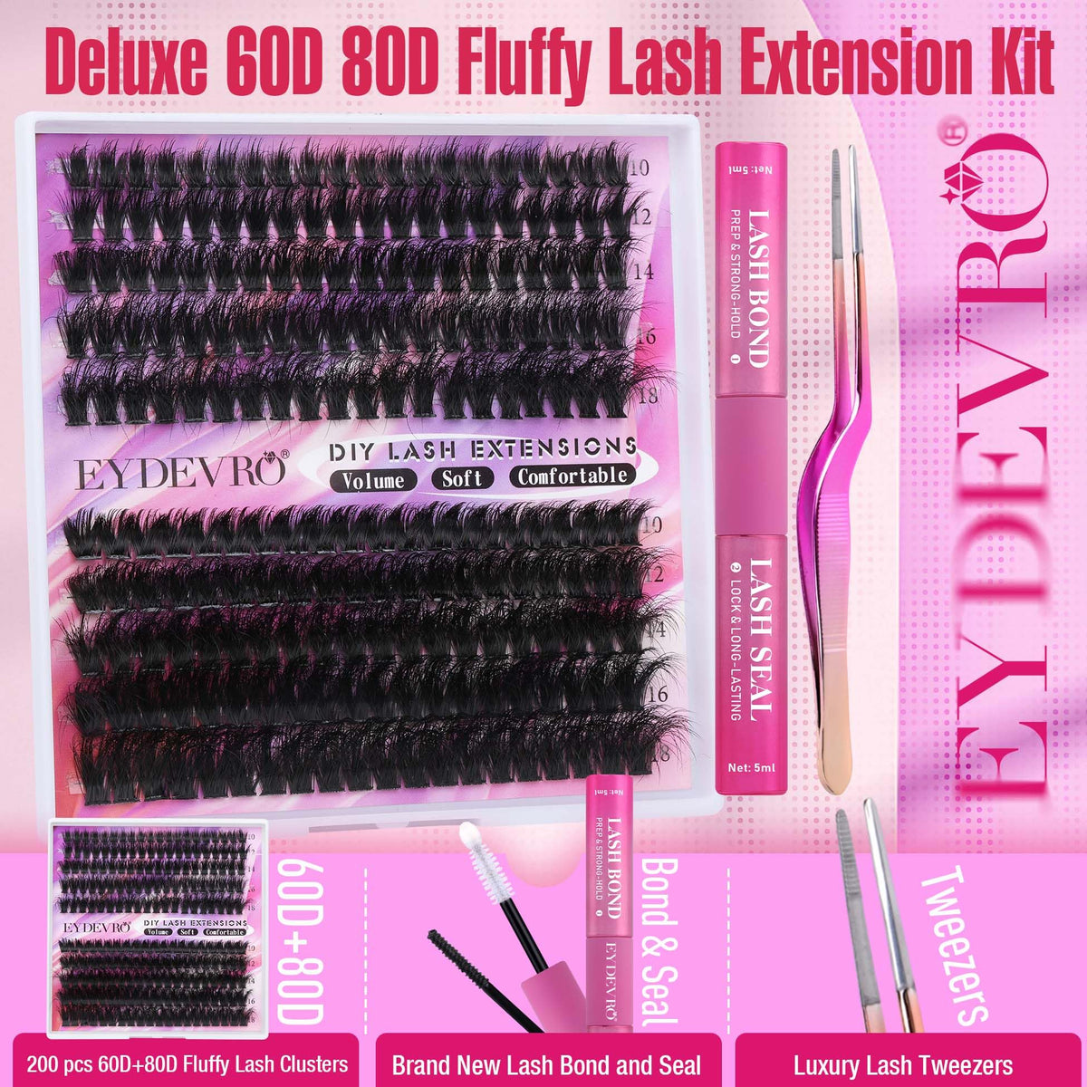EYDEVRO 60D80D volume lash clusters for fuller, natural-looking eyes