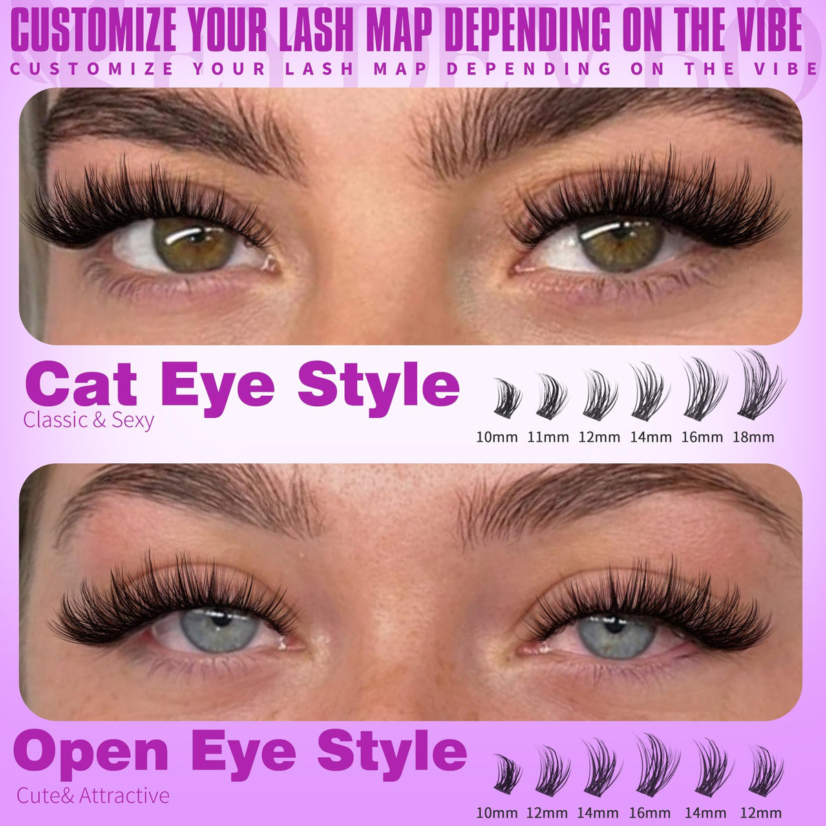 EYDEVRO 9-18mm lash clusters demonstrate versatile lengths for natural to dramatic looks