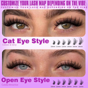 EYDEVRO 9-18mm lash clusters demonstrate versatile lengths for natural to dramatic looks