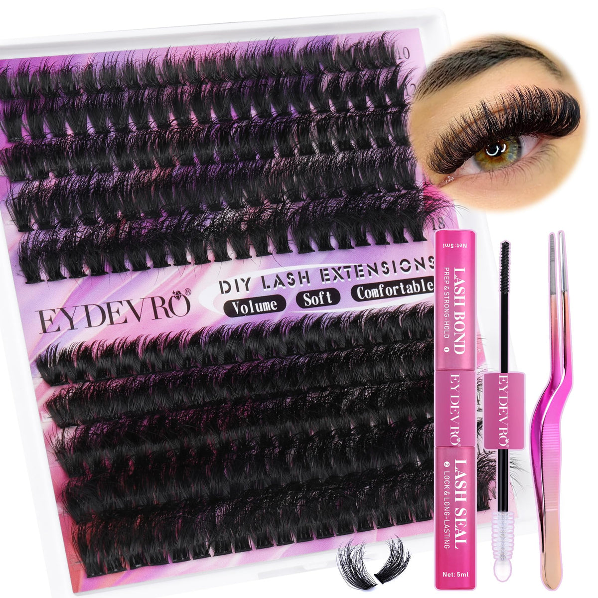 EYDEVRO eyelash extension kit full set for at-home DIY applications