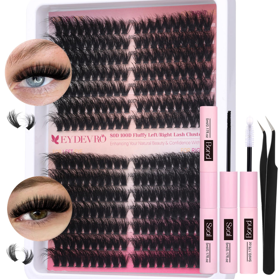 EYDEVRO fluffy lash clusters 14–18mm for dramatic volume and easy DIY application
