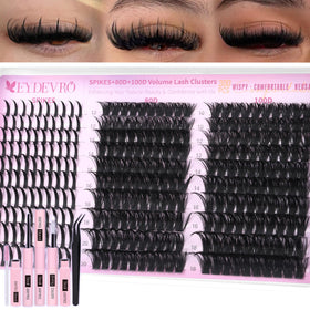 EYDEVRO lash clusters with spikes show dramatic wispy volume for bold looks.