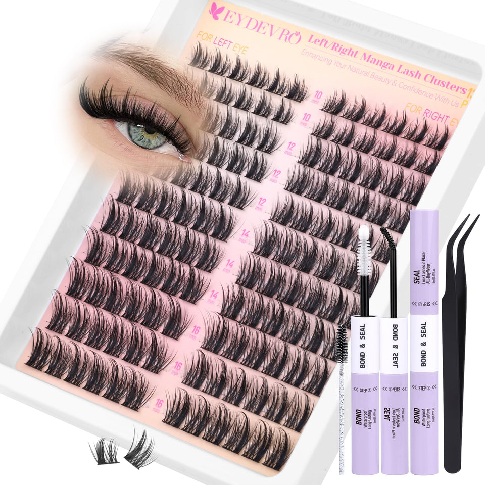 EYDEVRO Manga Lash Clusters Kit left-right design for symmetric anime eyes