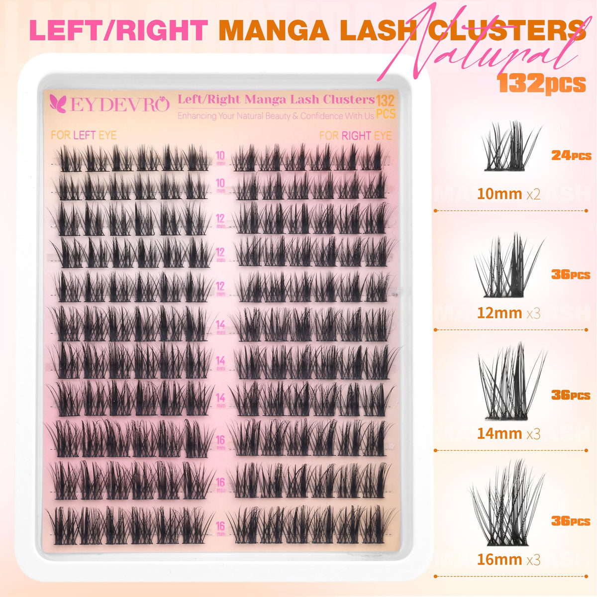 EYDEVRO Manga Lash Clusters Kit soft feel for comfortable wear all day